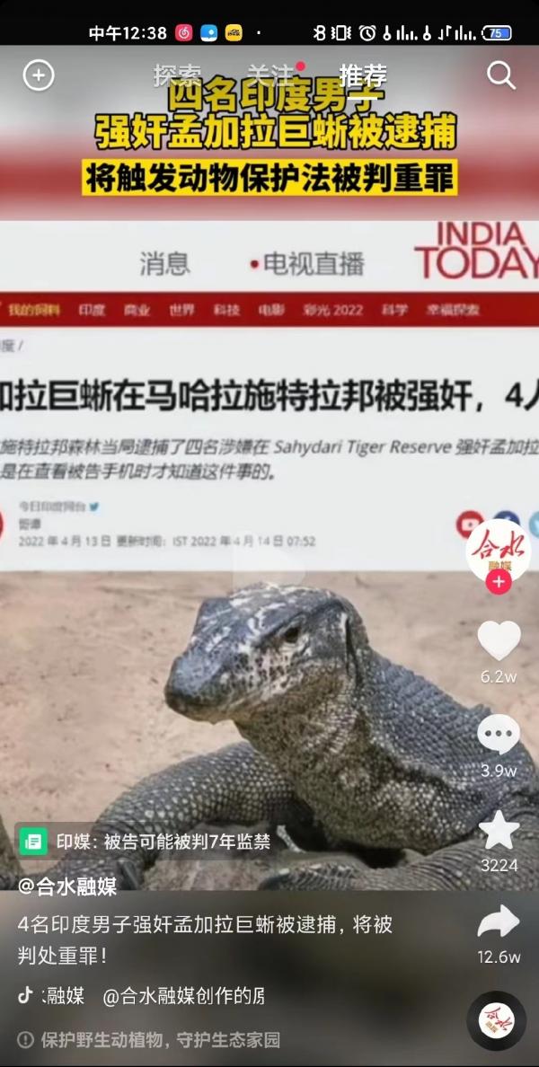 印度四名猎人涉嫌侵犯巨蜥被捕 若罪名成立将被判7年  第1张