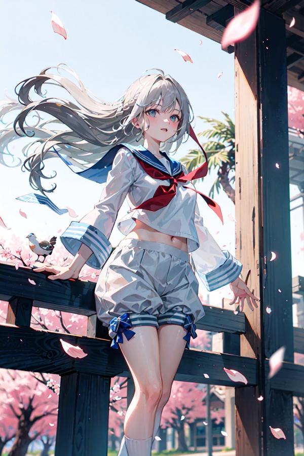 二次元动漫插画水手服少女  第7张